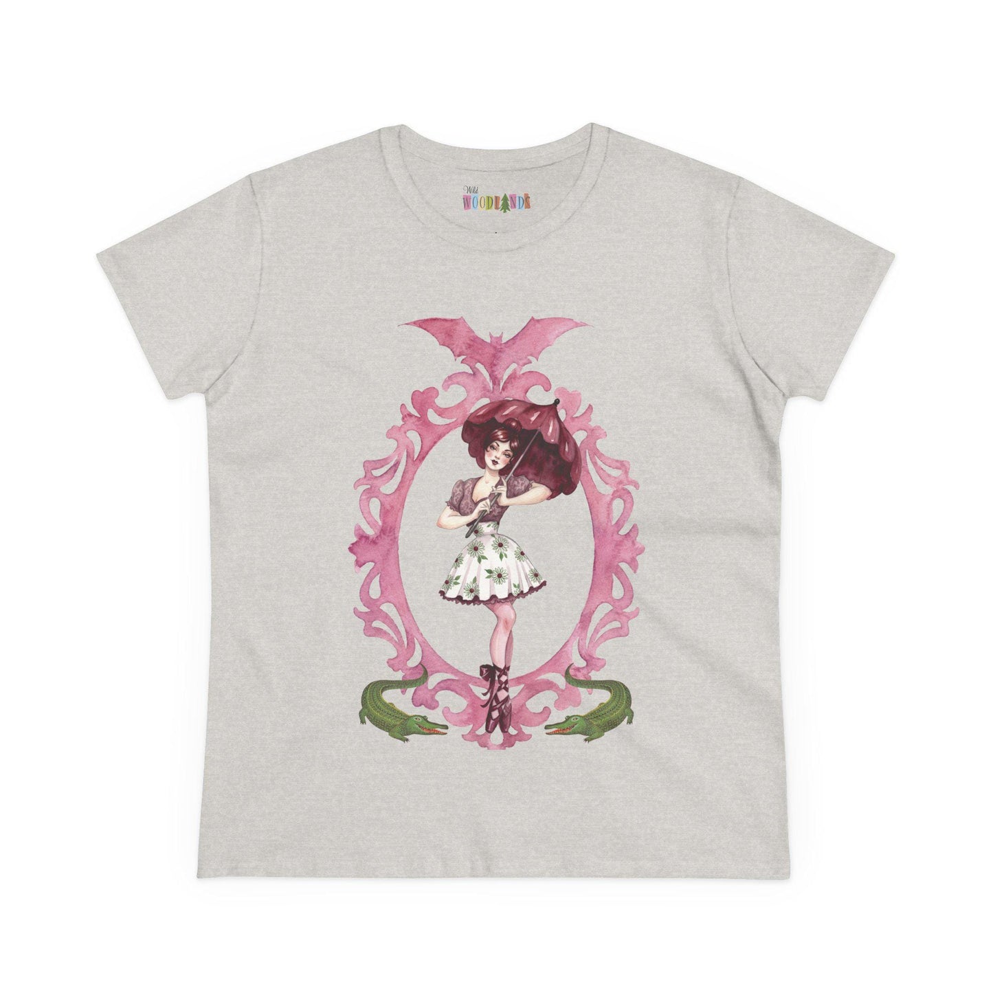 Sally Slater Ghost Tee | Haunted Mansion Pink Bat Graphic Shirt