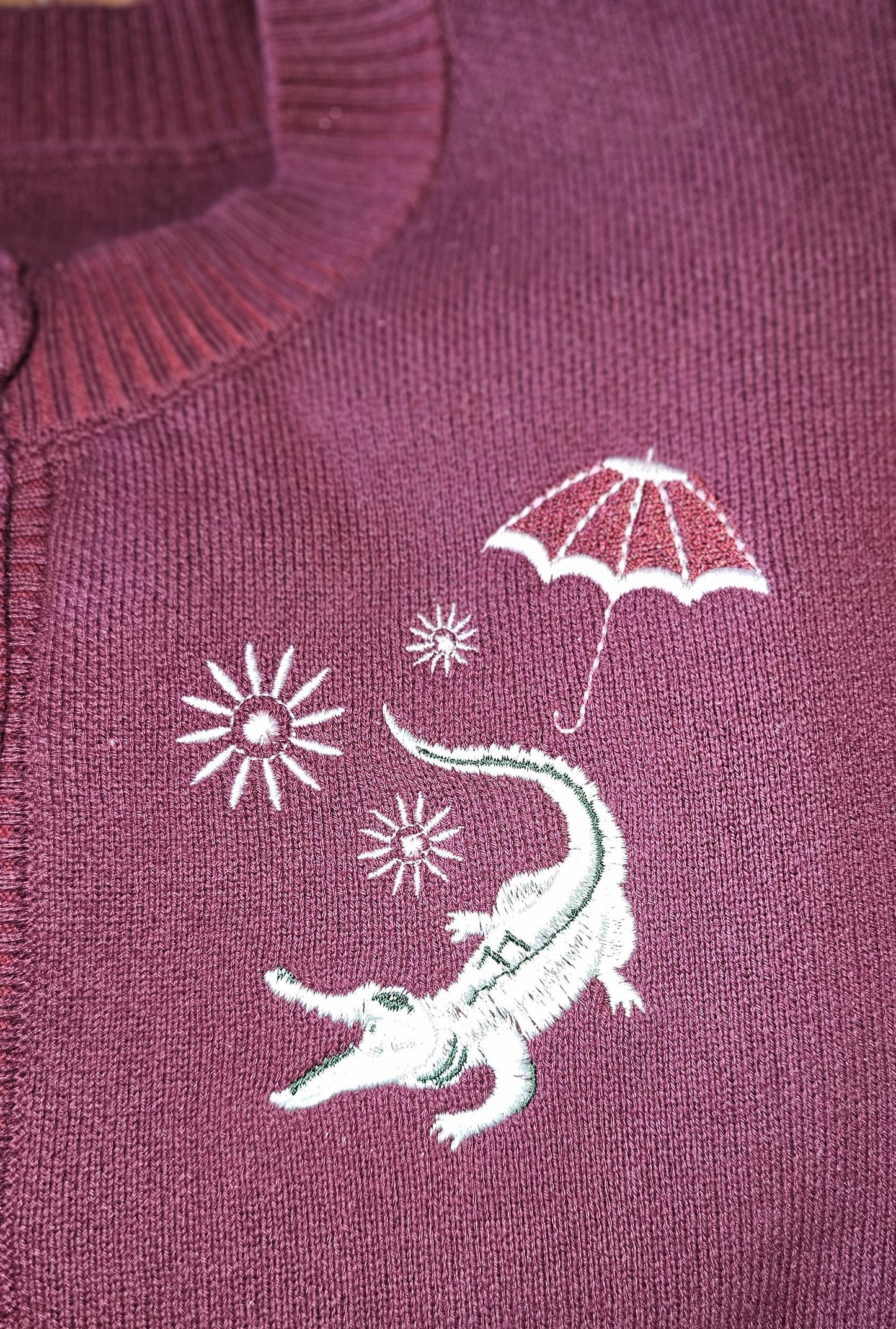 Sally Slater Inspired Cardigan Tight Rope Girl with Alligator and Parasol Happy Hauntings- PRE-ORDER Ships in 6 Weeks