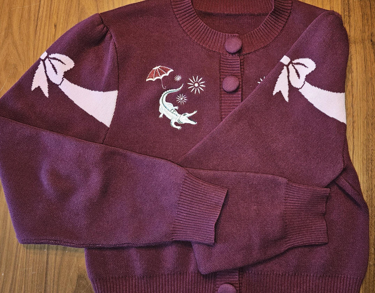 Sally Slater Inspired Cardigan Tight Rope Girl with Alligator and Parasol Happy Hauntings- PRE-ORDER Ships in 6 Weeks