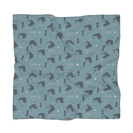 Nebulous Blueberry Atomic Scarf | Retro Mid-Century Print Scarf