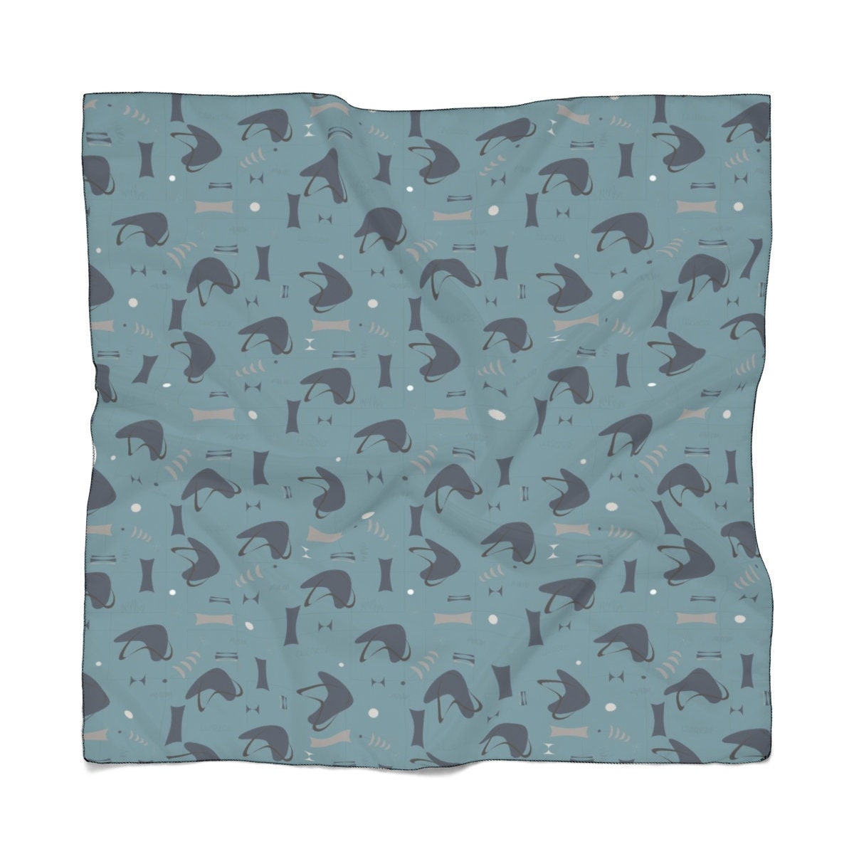 Nebulous Blueberry Atomic Scarf | Retro Mid-Century Print Scarf