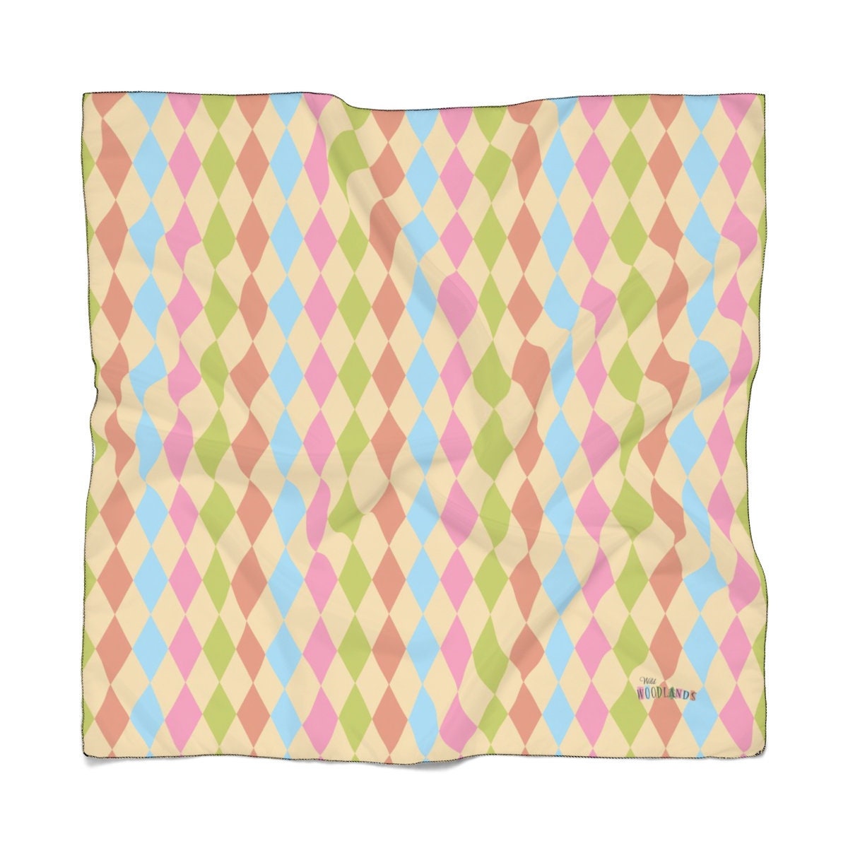 Harlequin Poly Scarf | Retro Vintage Print Scarf