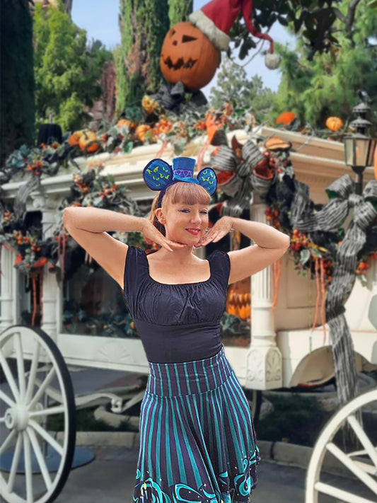 Haunted Mansion Black Blouse Women | Ghost Host Disneybound Top S-2X