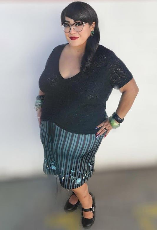Ghost Hostess A-Line Skirt | Haunted Mansion Inspired Skirt, Plus/Curvy Sizes
