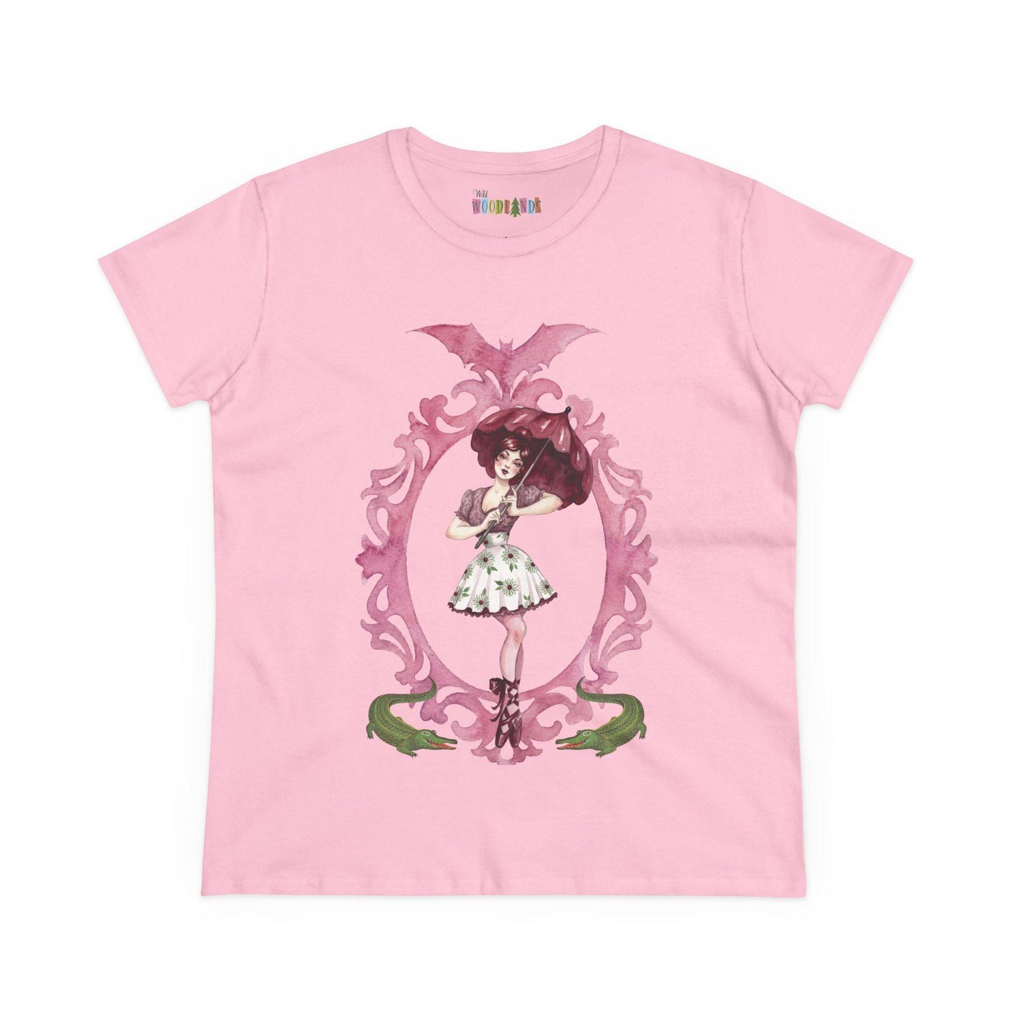 Sally Slater Ghost Tee | Haunted Mansion Pink Bat Graphic Shirt
